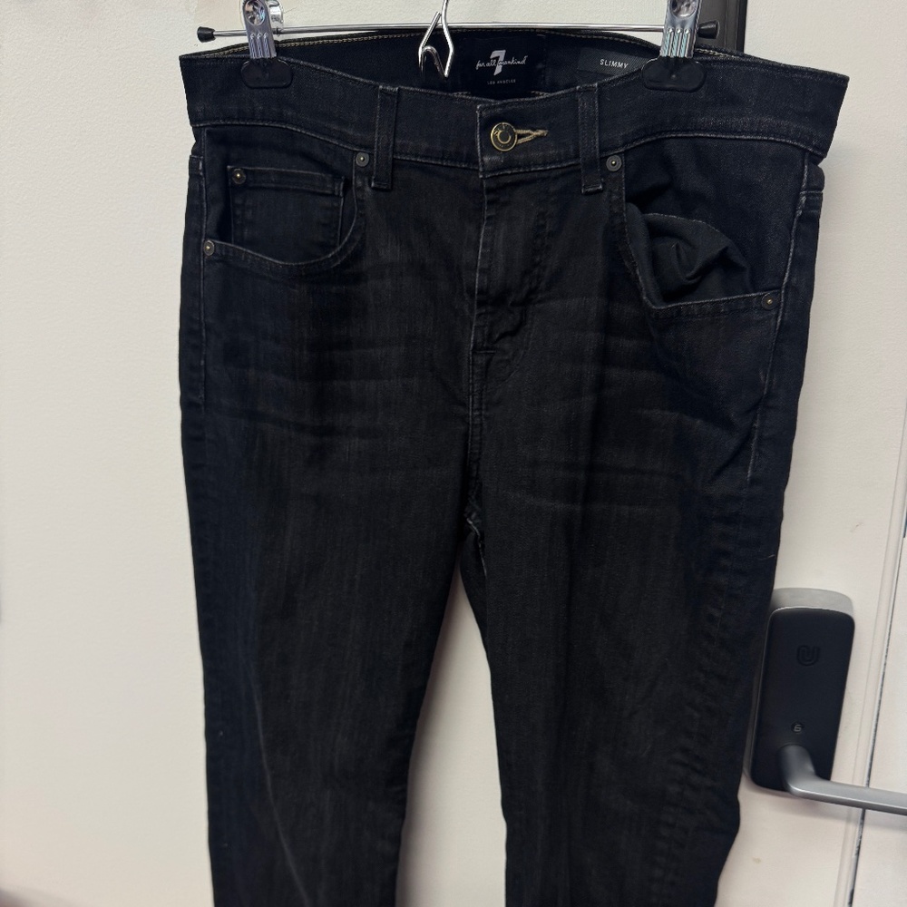 Men's 7 for All Mankind Men's Straight "Slimmy" Jeans Size 33 - Black